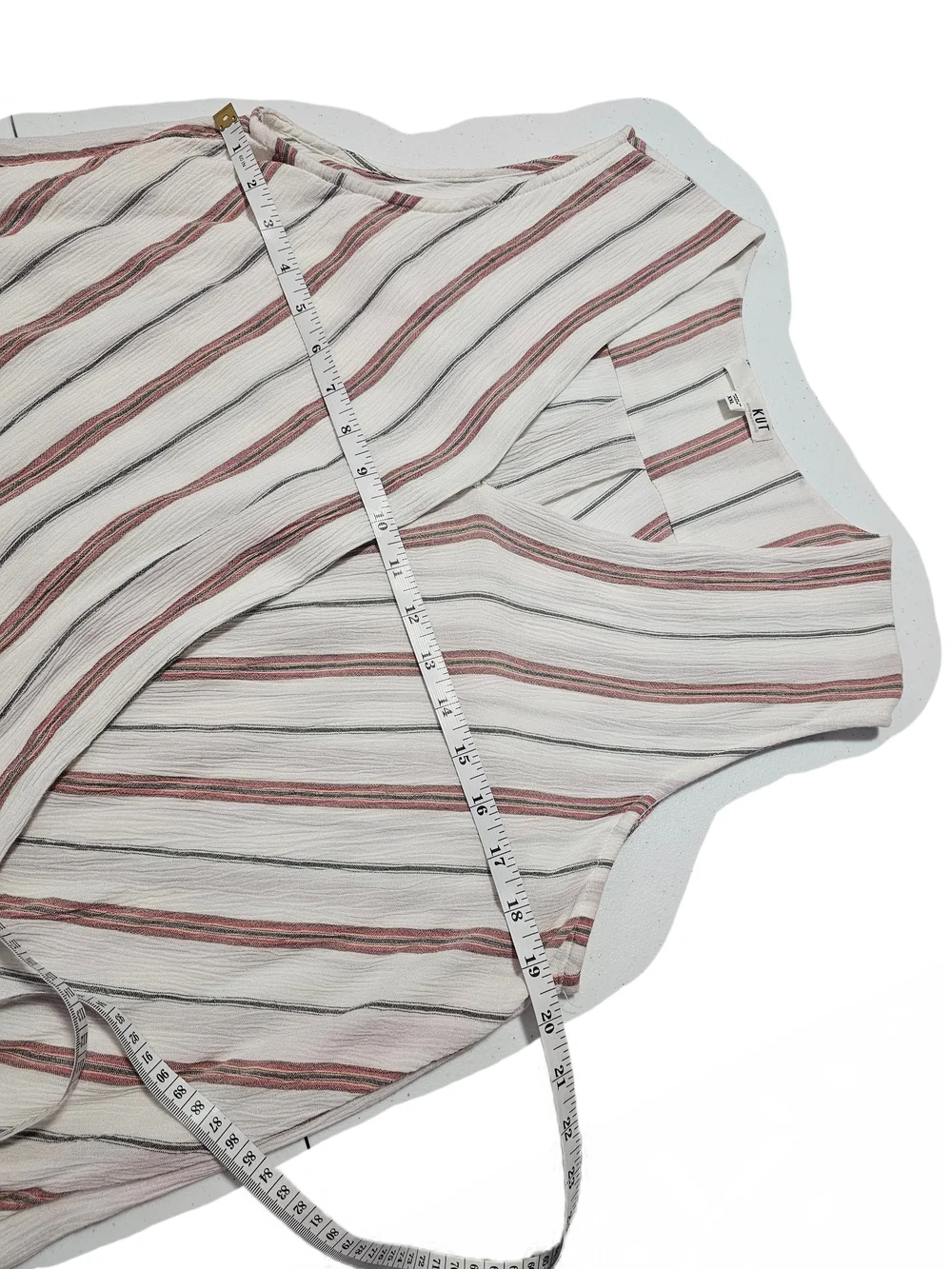 Kut from the Kloth White Sleeveless Faux  Wrap Tank with Stripes XXL